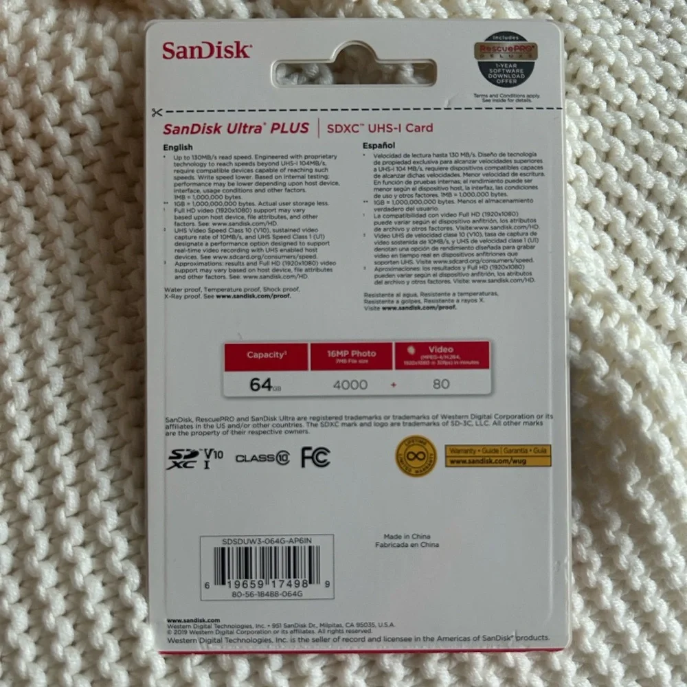NWOT Sandisk Ultra UHS-I 64mb photo card - Picture 2 of 2